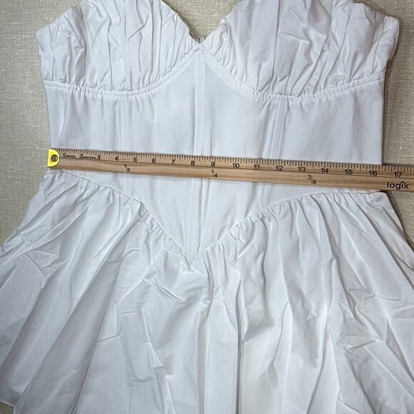 Good American Sleeveless V-Neck Poplin Babydoll Mini Dress - Picture 9 of 10